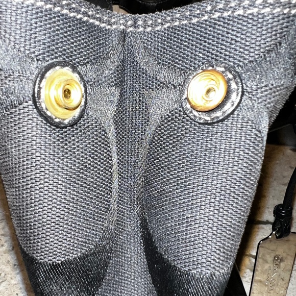 Coach. EUC. "Madeline Hampton" Handbag. Signature Black Jacquard Canvas.15"X7.5" - Picture 9 of 11